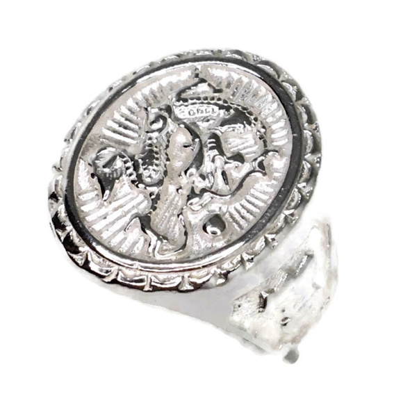 dragon oval ring Anti-Tarnish Silver Band size 7